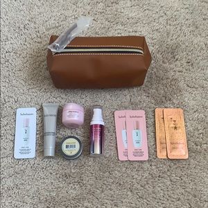 10 piece skincare & makeup sample set w/ pouch